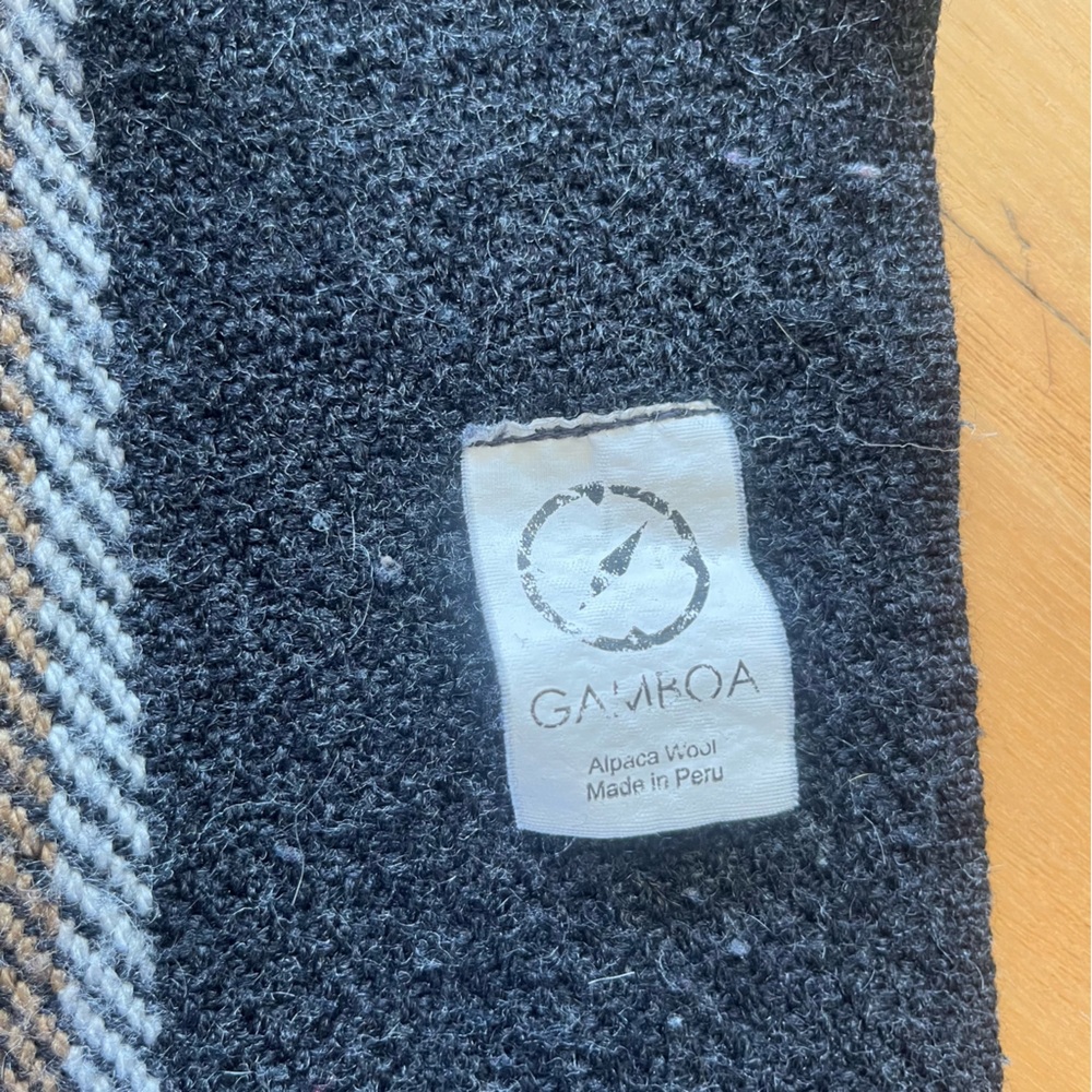 Gamboa Alpaca Wool Hooded Poncho Charcoal Striped Serape Cape, One Size - Picture 6 of 8